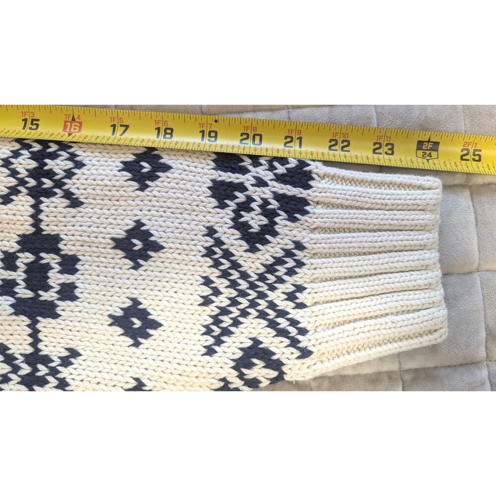Eddie Bauer 100% Cotton Pullover Sweater Mens XL Blue/Ivory Nordic Vtg - Picture 6 of 8